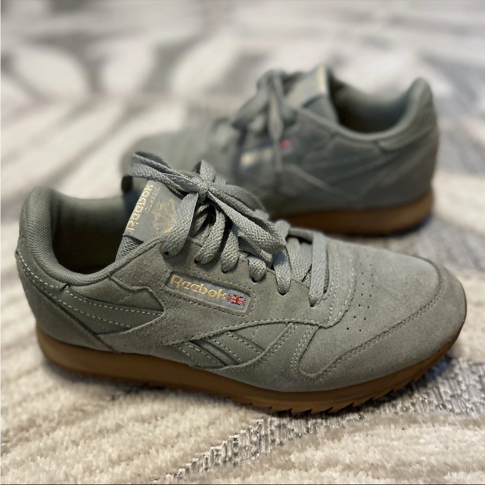 Reebok Men's Suede Sage Green and Brown Sneakers